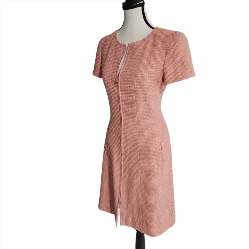 CHANEL Pink Textured Midi Dress